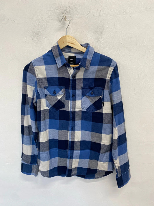 Fabulous men’s vans blue checked cotton slim fit shirt UK xs GK002