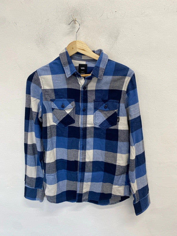 Fabulous men’s vans blue checked cotton slim fit shirt UK xs GK002