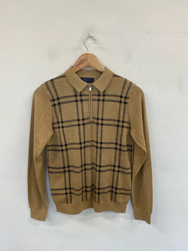 Next Boys Smart Brown Check Zip Detail Jumper 12 Years AT001
