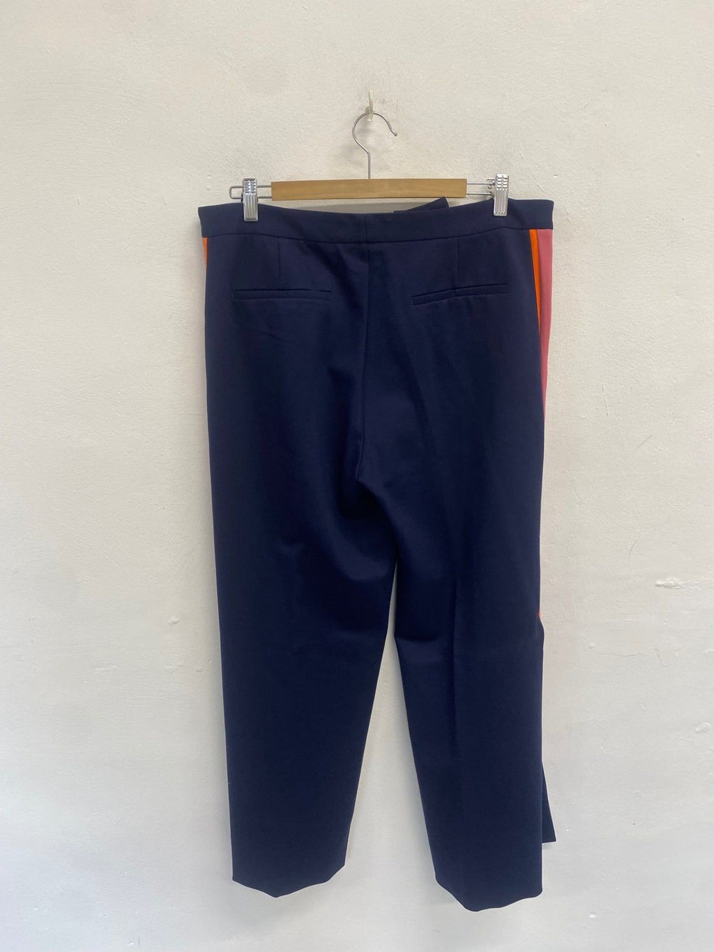 Stunning Wyse London Cropped trousers UK 16 Navy side stripe FM547