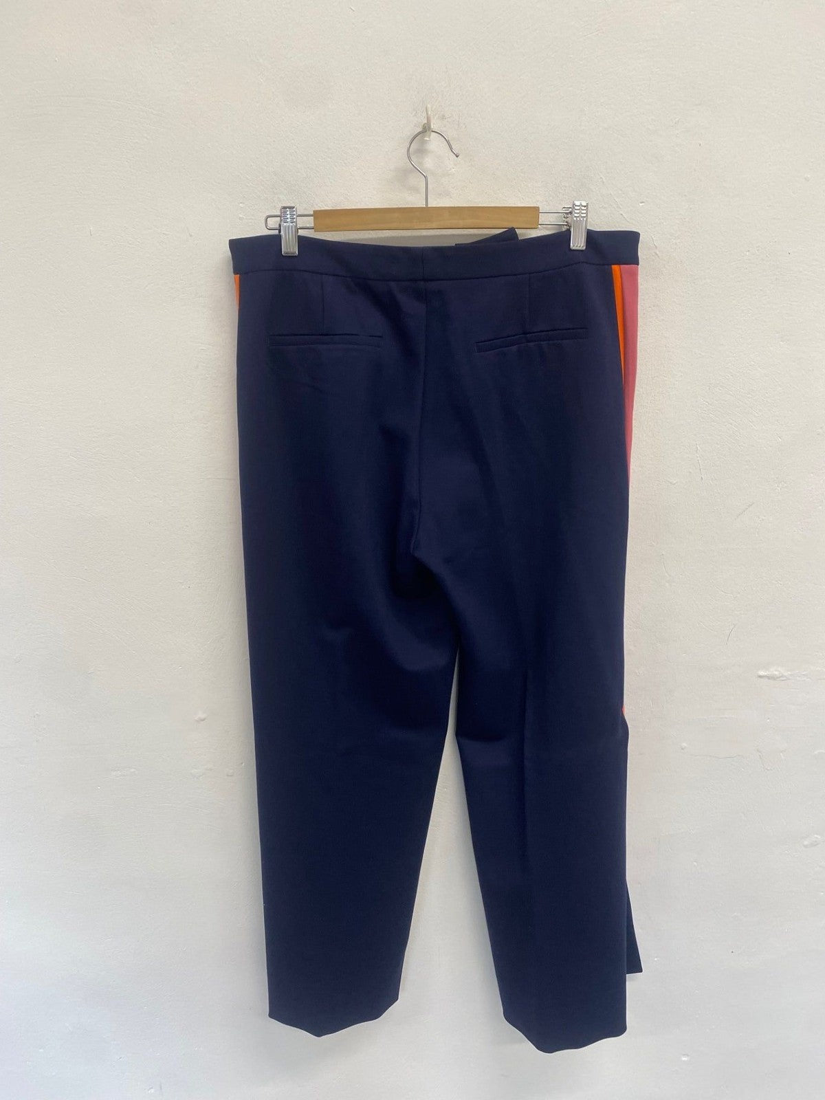 Stunning Wyse London Cropped trousers UK 16 Navy side stripe FM547