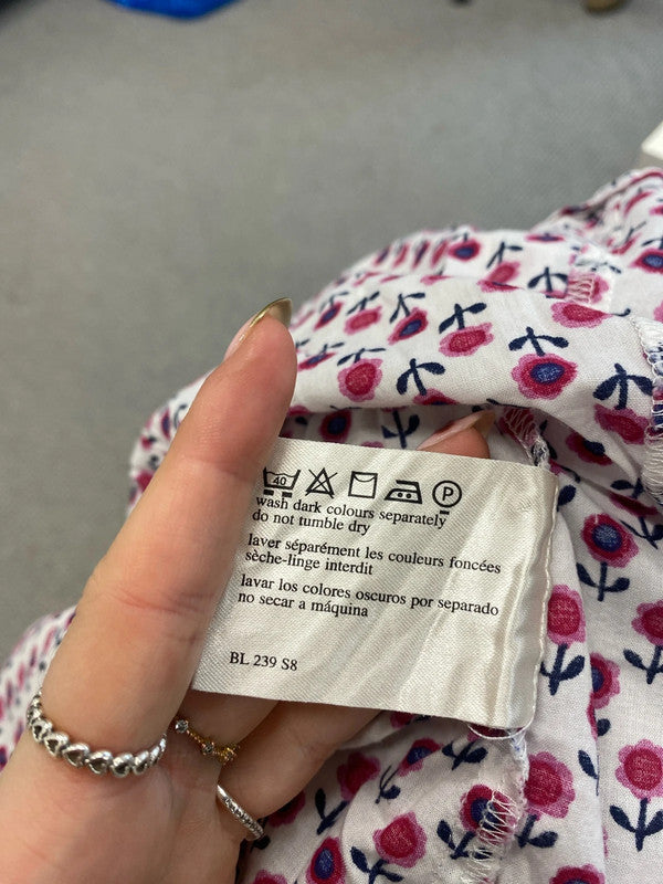 Lovely Laura Ashley white pink floral shirt UK 12 MM005