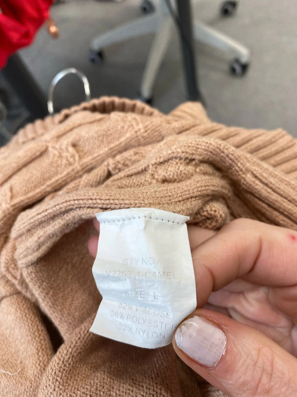 Girl In Mind biscuit beige cable-knit dress UkL LK009