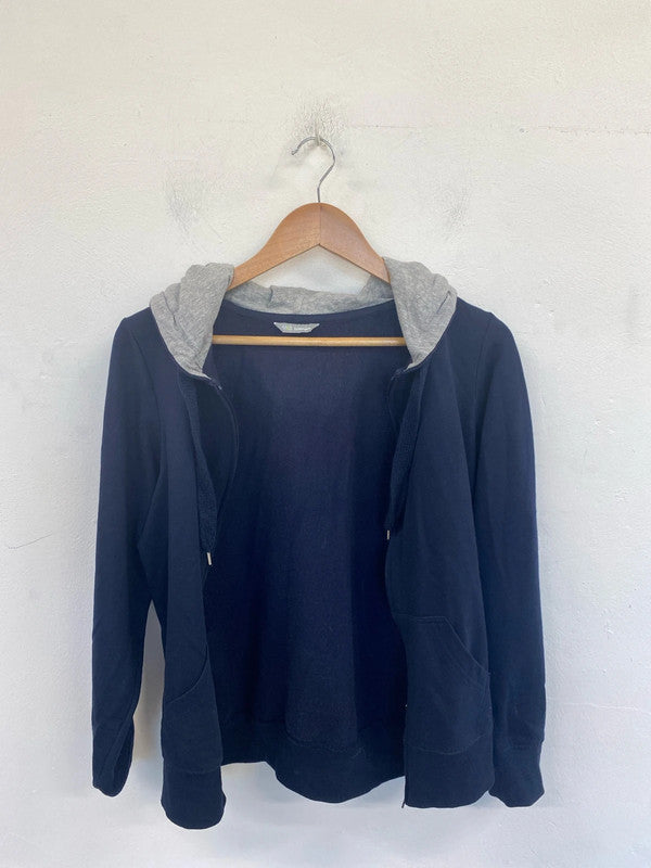 M&S Classic Navy & Grey Zip Thru Hoodie UK 14 SW001