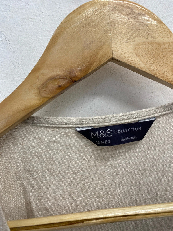 Lovely m&s beige linen wrap dress UK 16 LB005