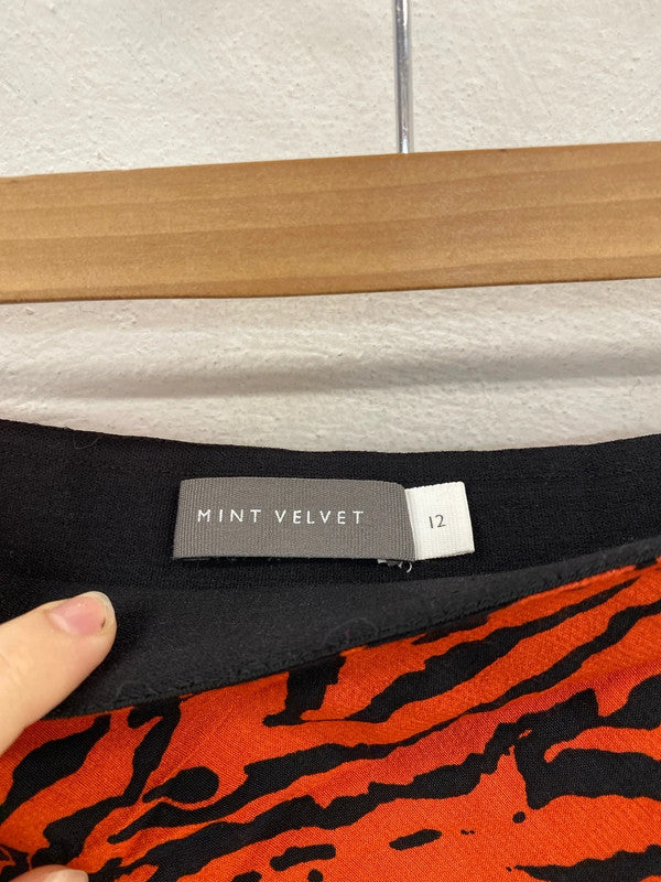 Mint Velvet Trendy Orange & Black Animal Print Maxi Skirt UK 12 NN001