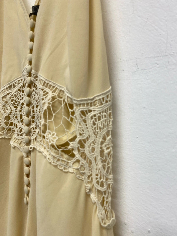 Fabulous Jarvis cream dress with lace cut outs Uk M 12 GJ001