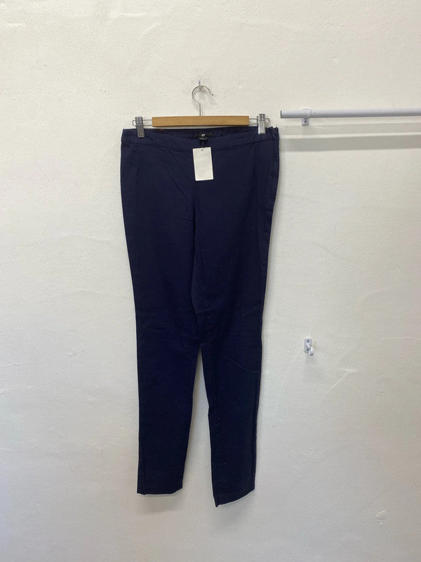 Fabulous Dark Blue tapered trousers side zip Uk10 New GK002