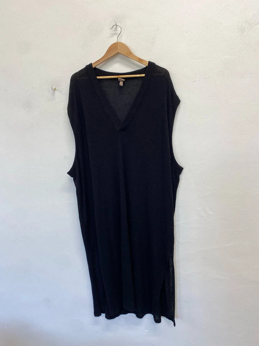 Lovely h&m black knit maxi dress sleeveless UK 4xL NC001