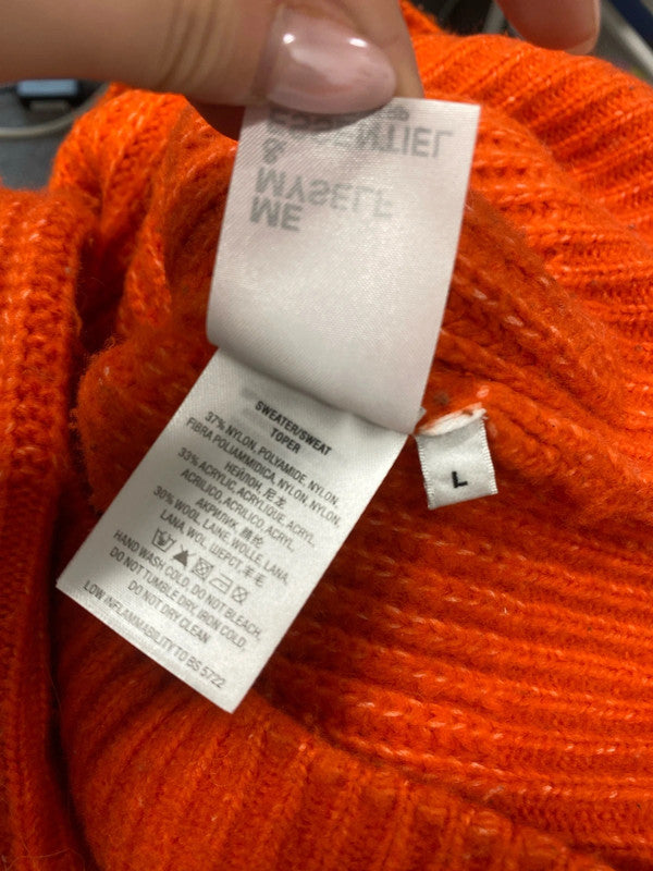 Stunning essentiel antwarp orange high neck knit jumper UK L SS002