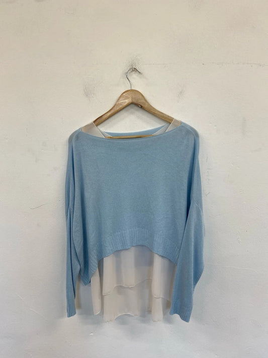 Made In Italy Stylish Blue & White Layered Jumper & Cami Set Size M WLH01