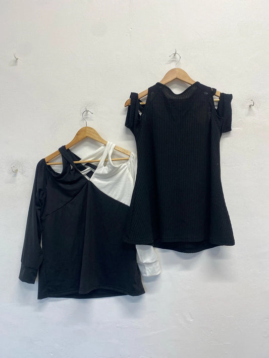 Fab duo of Shein tops black & white monochrome UkL #11 SG090