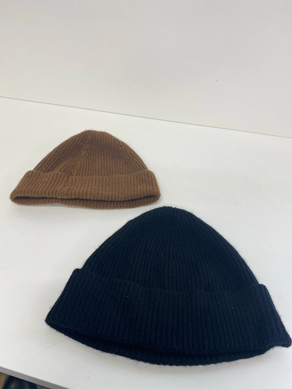 Fab duo of Genevieve Sweeney beanies brown & Black Lambswool RF001