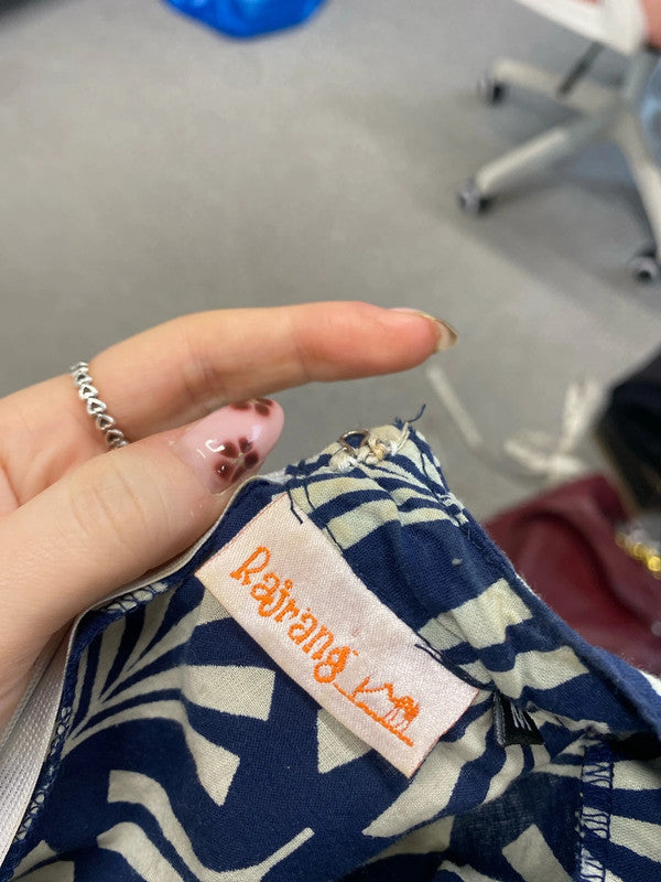 Lovely rajrang blue cream geometric mini dress UK 8-10 MM005