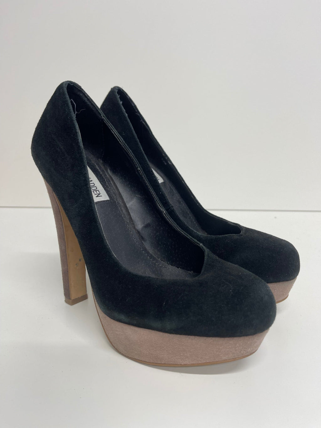 Stunning Steve Madden Bevv Suede high heel Pumps UK5 Black PP546
