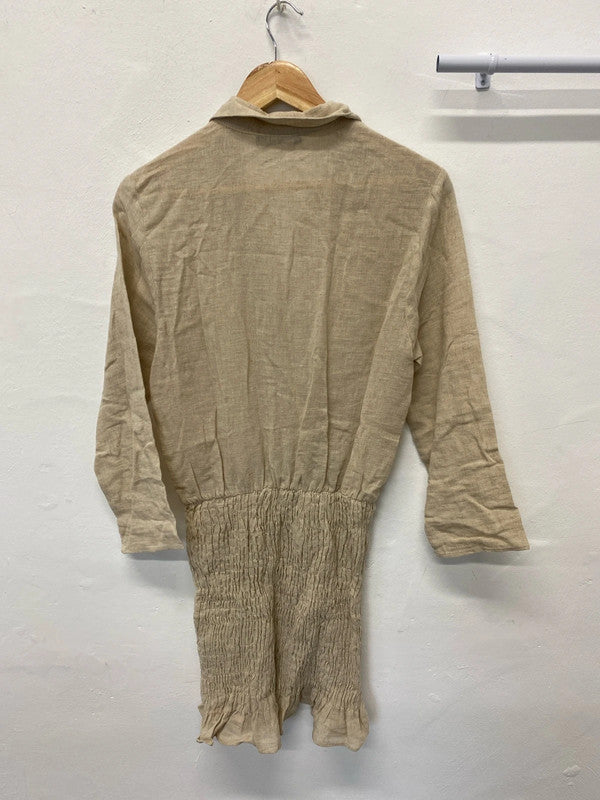 Fabulous hessian cotton linen boho dress UkM JB001