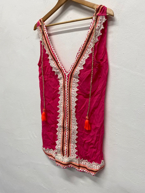 Fabulous River Island Pool cover up UkS/M pink boho chic KM004