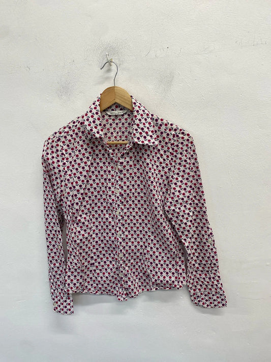 Lovely Laura Ashley white pink floral shirt UK 12 MM005