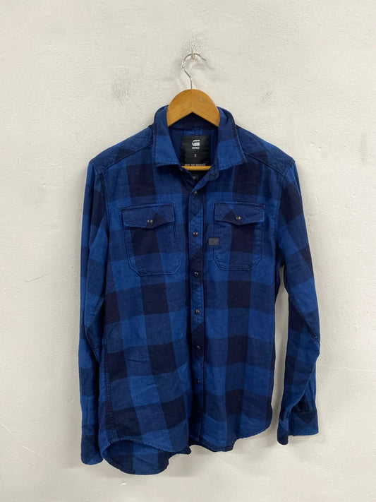 Fabulous G Raw plaid flannel shirt navy black UkS JM006