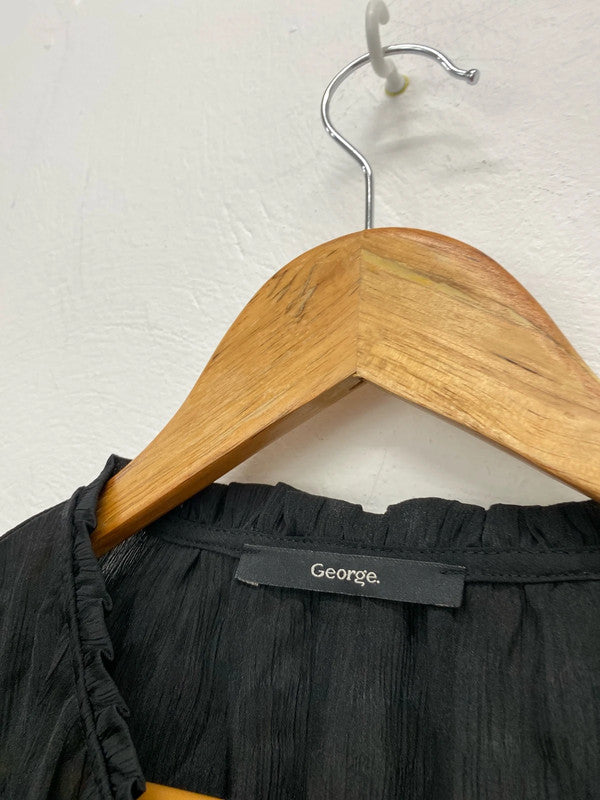 Fabulous George black spotty smock Uk24 lightweight IM001