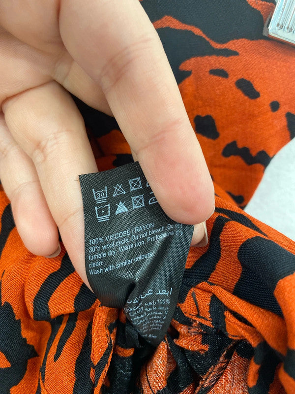 Mint Velvet Trendy Orange & Black Animal Print Maxi Skirt UK 12 NN001