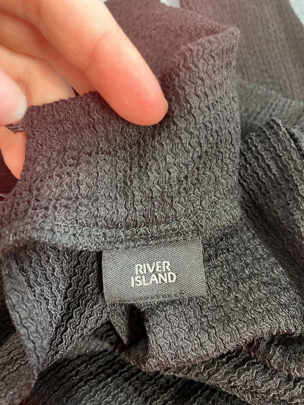 River Island Stylish Black Seersucker Mini Dress UK 8 KM004