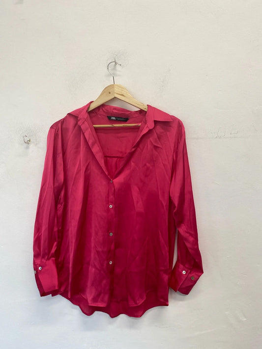 Gorgeous Zara pink satin shirt UK M LP003