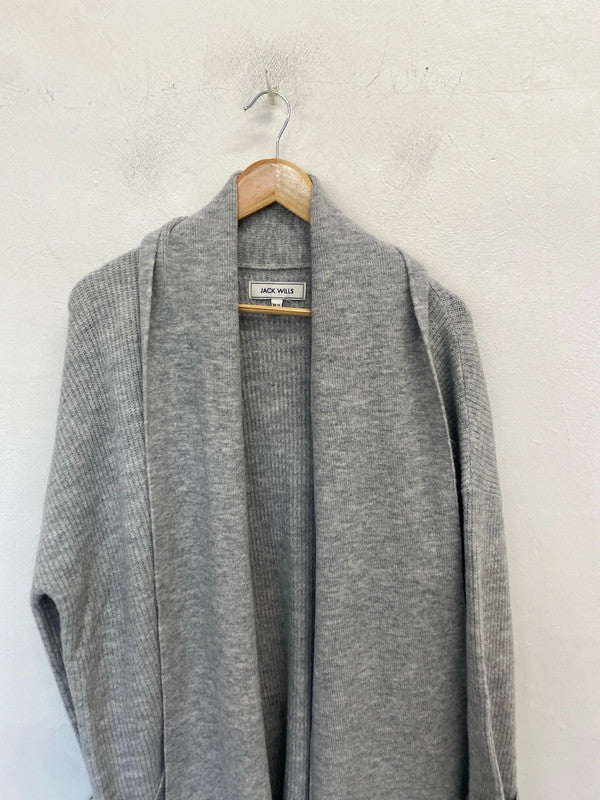 Lovely Jack wills grey longline thick knit cardigan UK 10 MB001