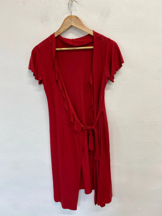 Fabulous evie red frill wrap midi dress UK 12 JB005