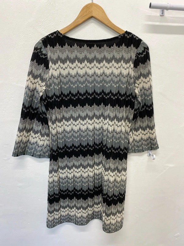 Fabulous Wallis Petite abstract dress Uk12 black & silver AO001
