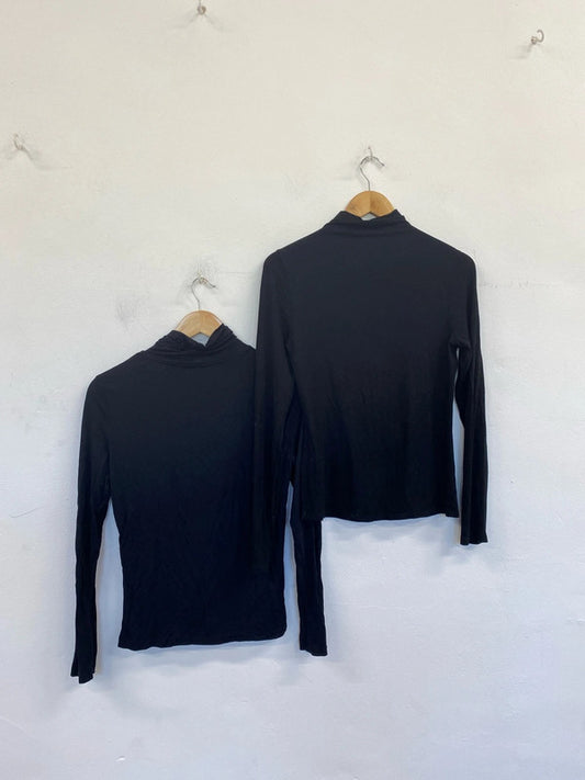 Oasis & Warehouse Chic Black Turtlenecks Duo Size M-L #22 LN001