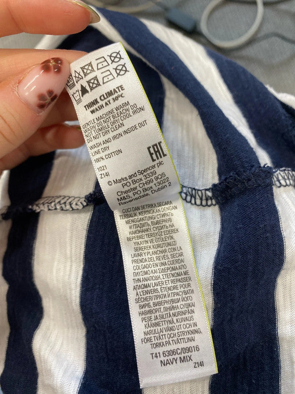 Lovely m&s striped navy white long sleeve top UK 18 LG004