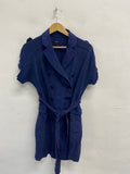 Fabulous Jaeger Shirt Dress Uk 10 Navy button belted SA514