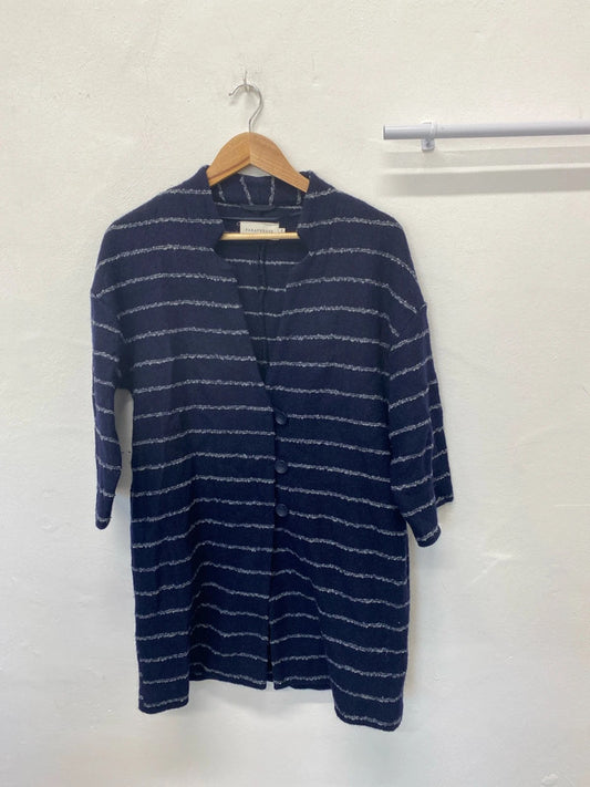 Fabulous Paraphase wool blend Coatigan Uk12 navy striped MW001