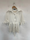 Cameo Rose Elegant Ivory Belted Blouse UK 10 MB001