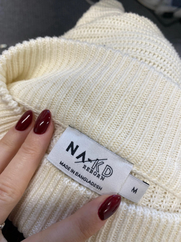 Lovely na-kd reborn cream knit jumper UK M CJ001