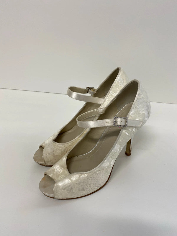 Fabulous Rainbow Cream Lace Heels event occasion UK6 KM004