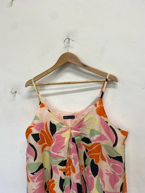 Lovely M&S floral multicolour slip dress summer UK 20 NC001