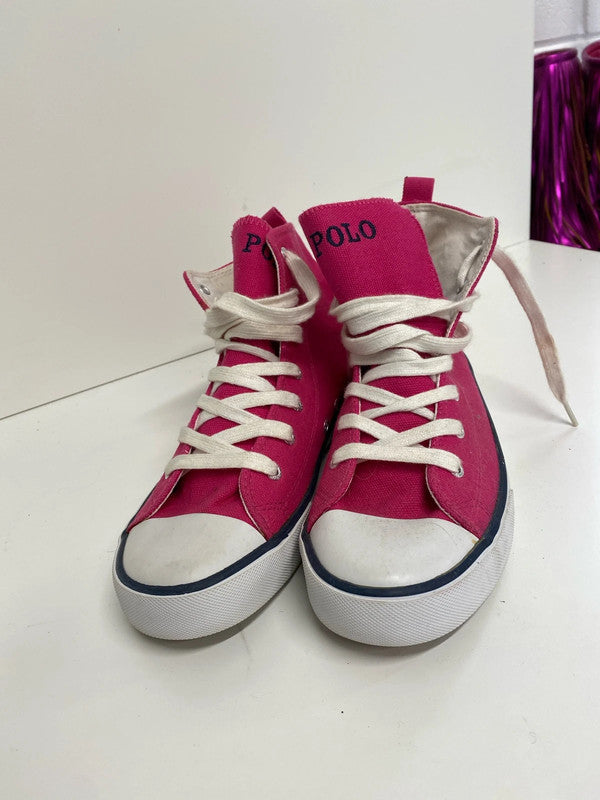 Fabulous Rare hot pink high tops by Polo Ralph Lauren Uk4 MM005