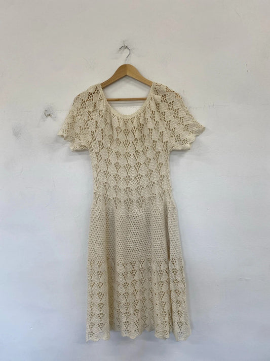 Stunning cream crochet midi dress holiday vibes KS002