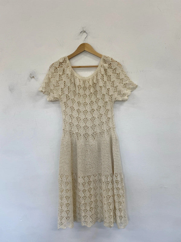 Stunning cream crochet midi dress holiday vibes KS002
