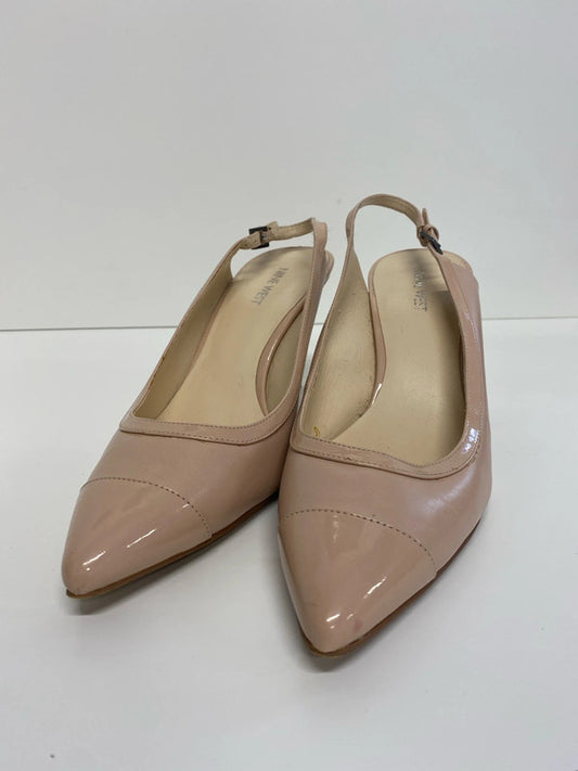 Fabulous Nine West Leather nude sling back shoes Uk7 KM005
