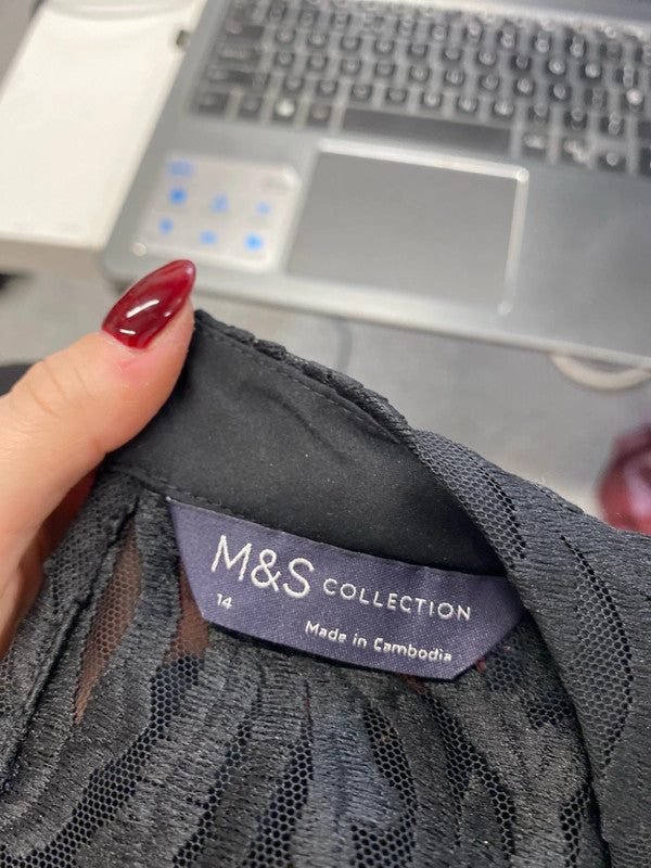 Lovely m&s black lace underlayer blouse UK 14 LB005