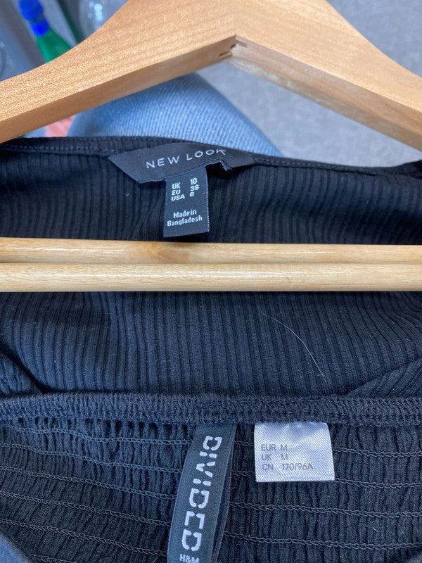 Fabulous Duo of classic black tops party or chill UK10 H&M #6 JA001