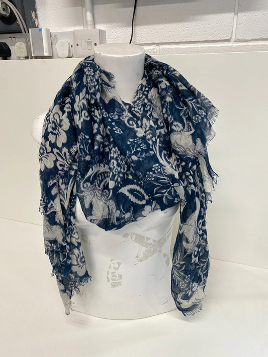 Fabulous Navy & Ivory horse scarf by Accessorize JR001