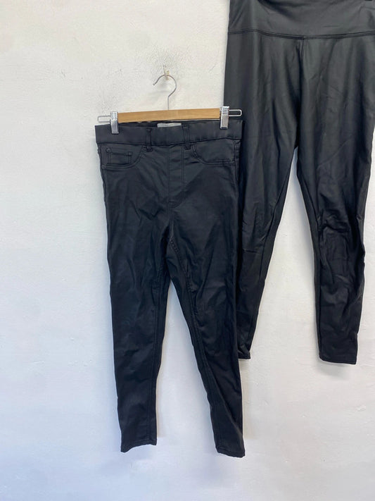 Stunning duo of faux leather black jeans next new look UK 8/10 LK009 #11