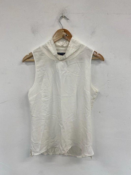 French Connection Chic Ivory High Neck Top Size M NN001