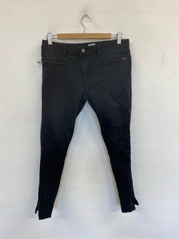 Asos Chic Black Zip Detail Skinny Jeans UK 14 MD002
