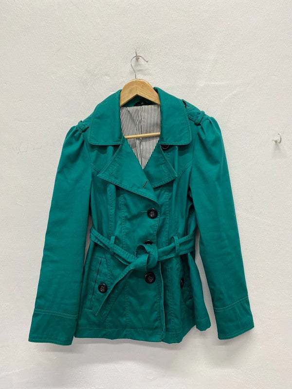 Fabulous M&S emerald Green mini short cotton mac Uk10 JA002