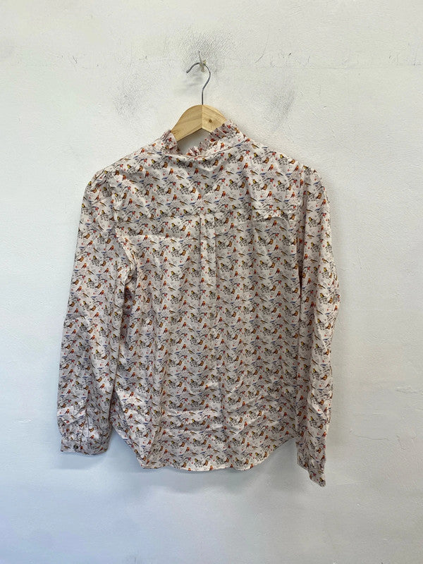 Lovely hartwell robin pattern neutral shirt UK 14 EW005